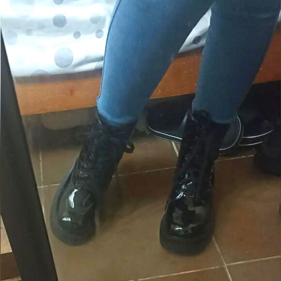 Women's quilted combat boot sz 10.5 - Picture 6 of 14